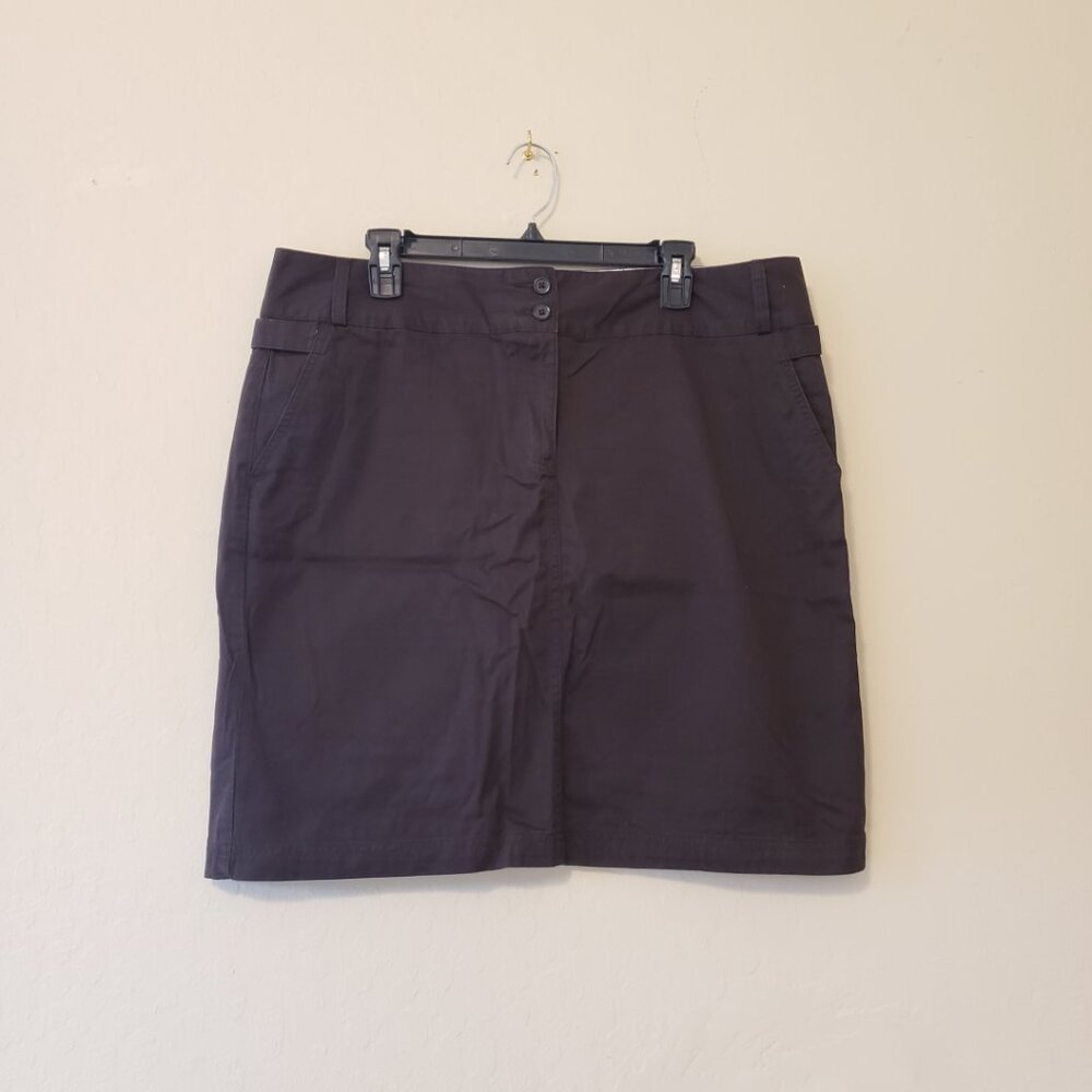 Lands' End Cotton Skirt Knee-Length Dark Chocolate Brown